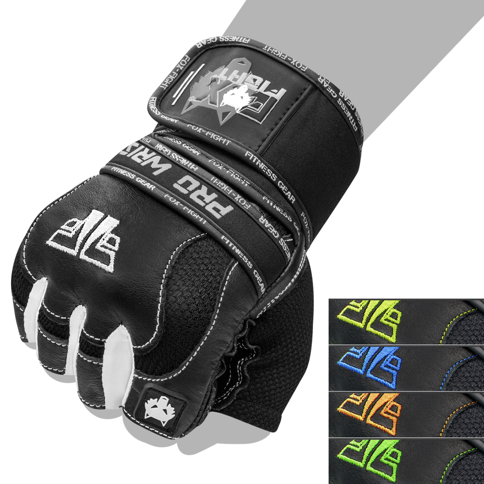 PRO WRIST BLACK Fitness Kraftsport Trainings Handschuhe Leder Fitnesshandschuhe