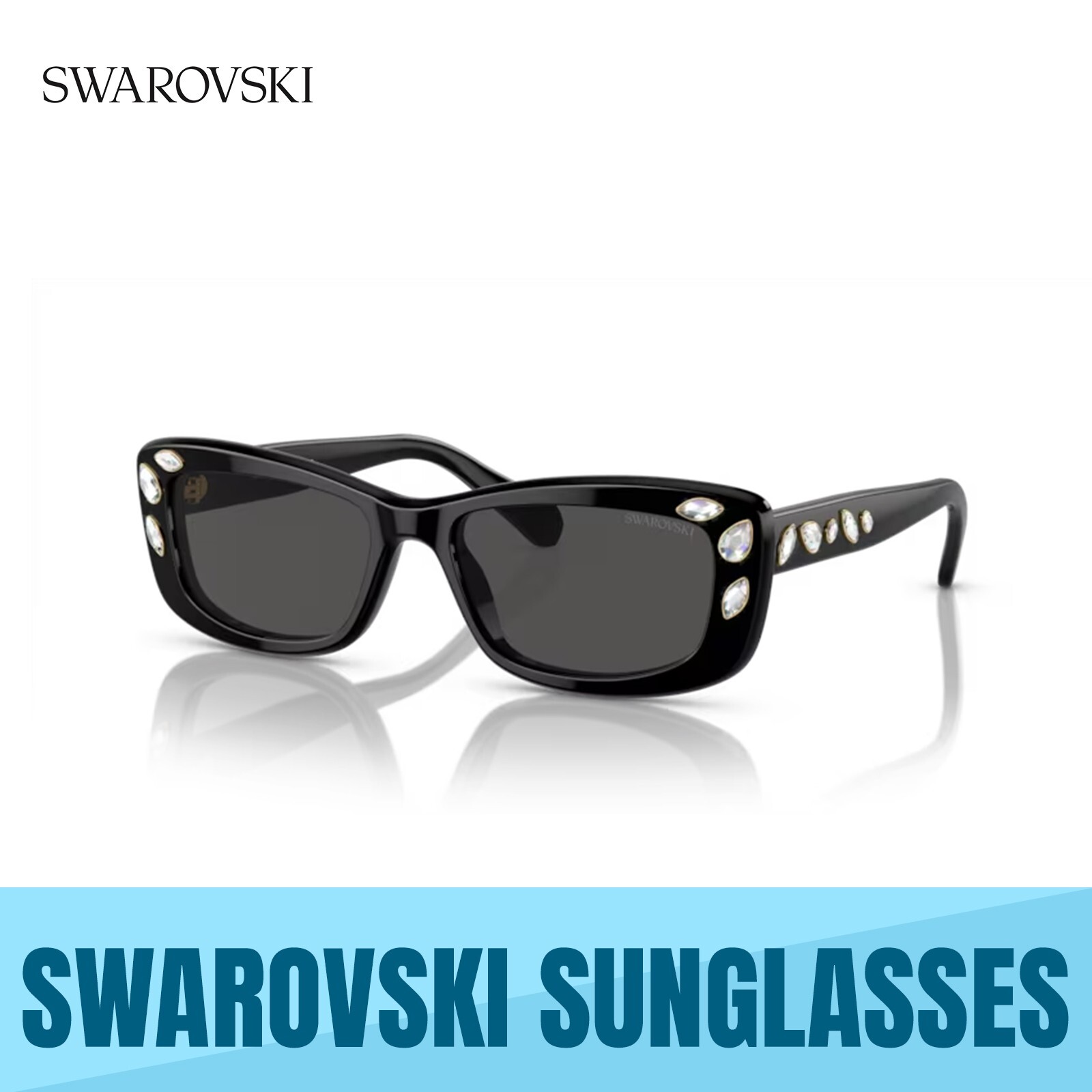 サングラス SWAROVSKI Woman Sunglasses Black 0SK6004 100187 SWAROVSKI 0SK6008 100187 BLACK - DARK GREY LENS SUNGLASSES