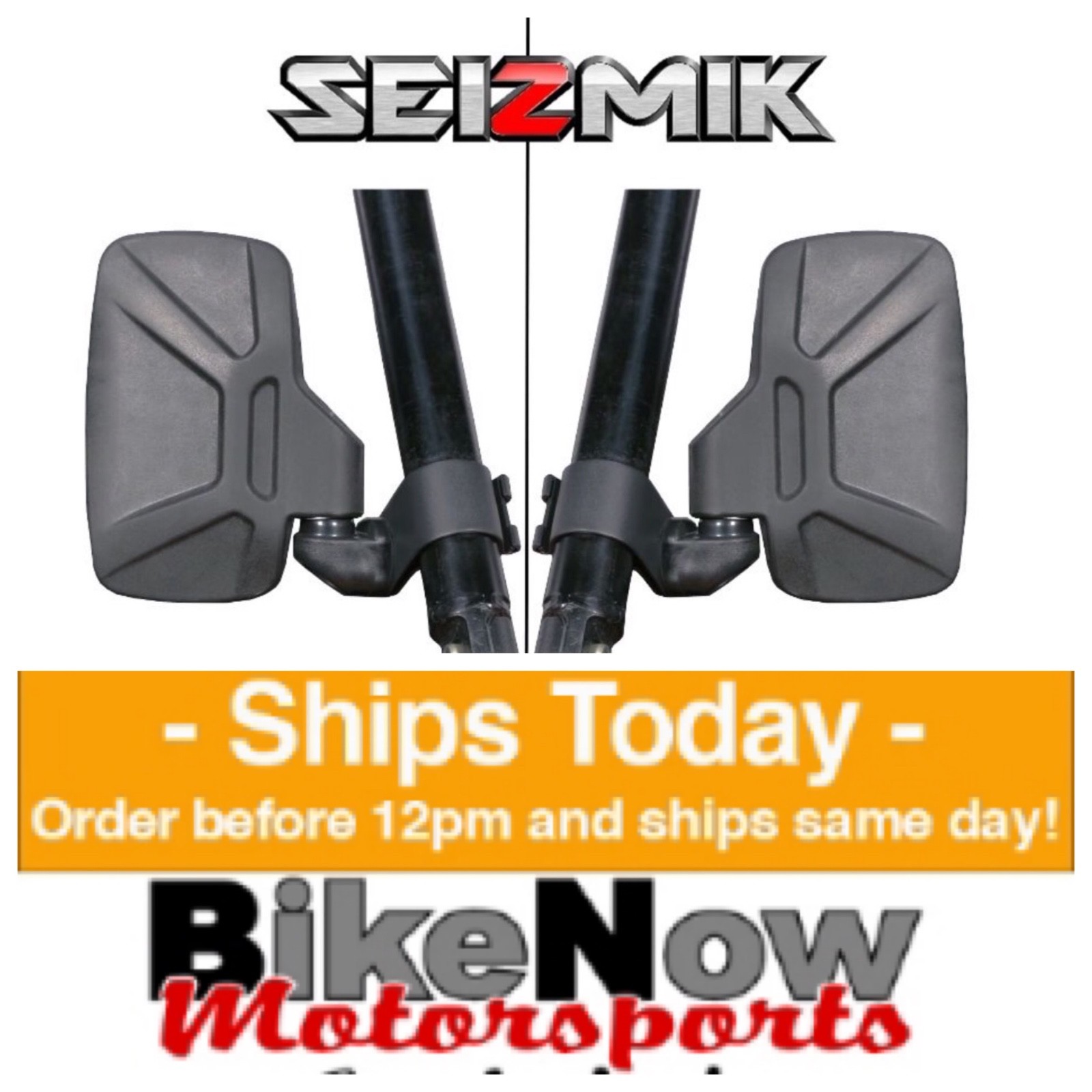 Seizmik 18080 UTV Side View Convex Mirror for 1.75in Roll Tube Pair
