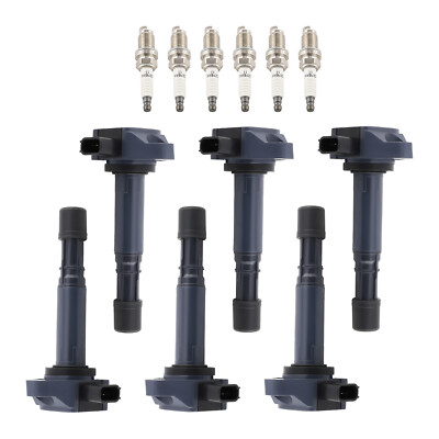 6pcs Ignition Coil & Spark Plug Pack For Acura MDX 03-06 Saturn 06-08 Vue 3.5L