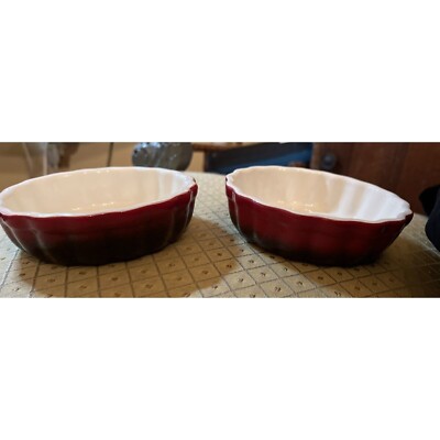 2 ROCQ Parisian Patisserie Red Black Ramekin Pie Tart Dish Crème Brûlée France
