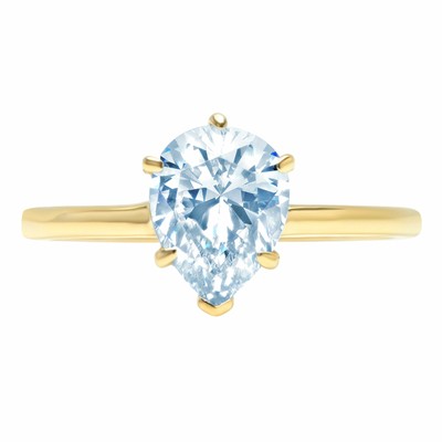 Pre-owned Pucci 1 Pear Cut Swiss Topaz Wedding Bridal Promise Classic Ring Solid 14k Yellow Gold In D