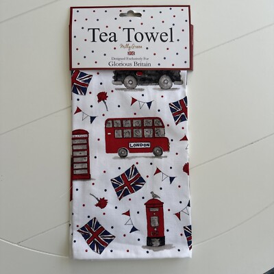 Tea Towel MILLY GREEN Glorious Britain British Edition cotton 67 x 45 cm