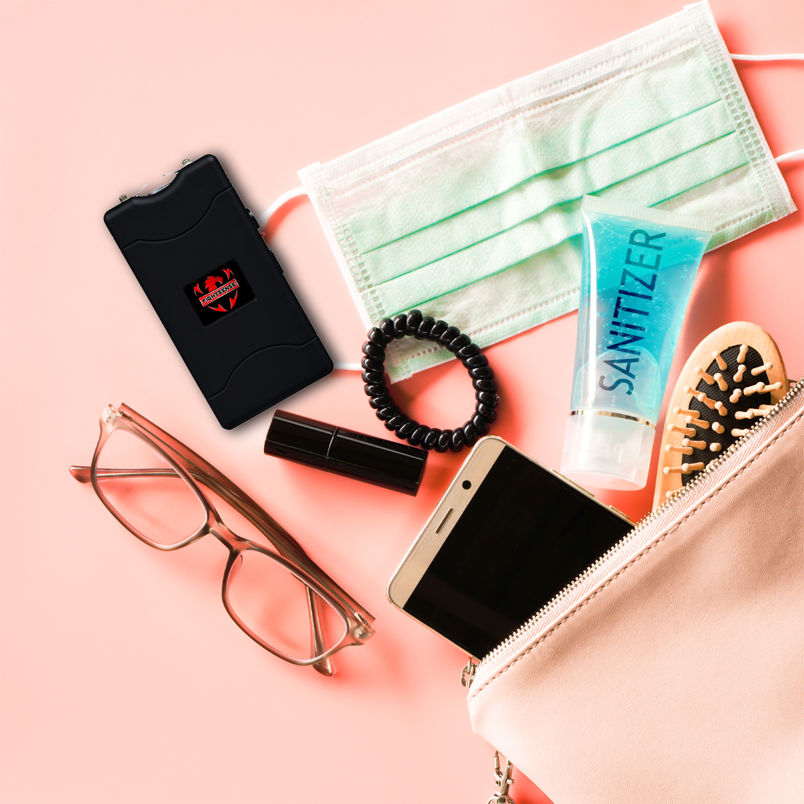 FIGHTSENSE 3PC Heavy Duty Rechargable StunGun with LED Flashlight for SelfDefens