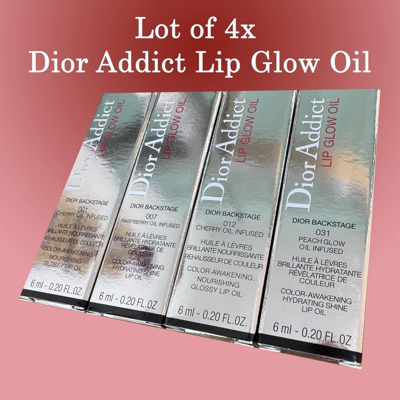 DIOR Addict Essentials Lip Glow Oil 001 007 012 031 Lot of 4 BNIB