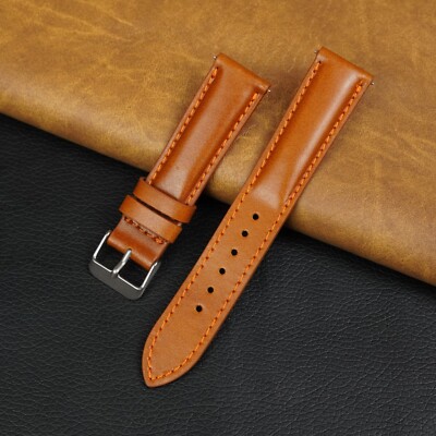 22mm Tan Brown Leather Watch Band Men Quick Release Real Watch Strap Classic