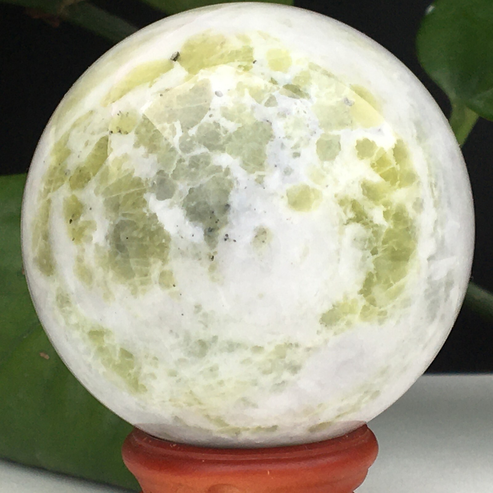 370g Natural Cauliflower jade Stone Sphere Quartz Crystal Ball Healing