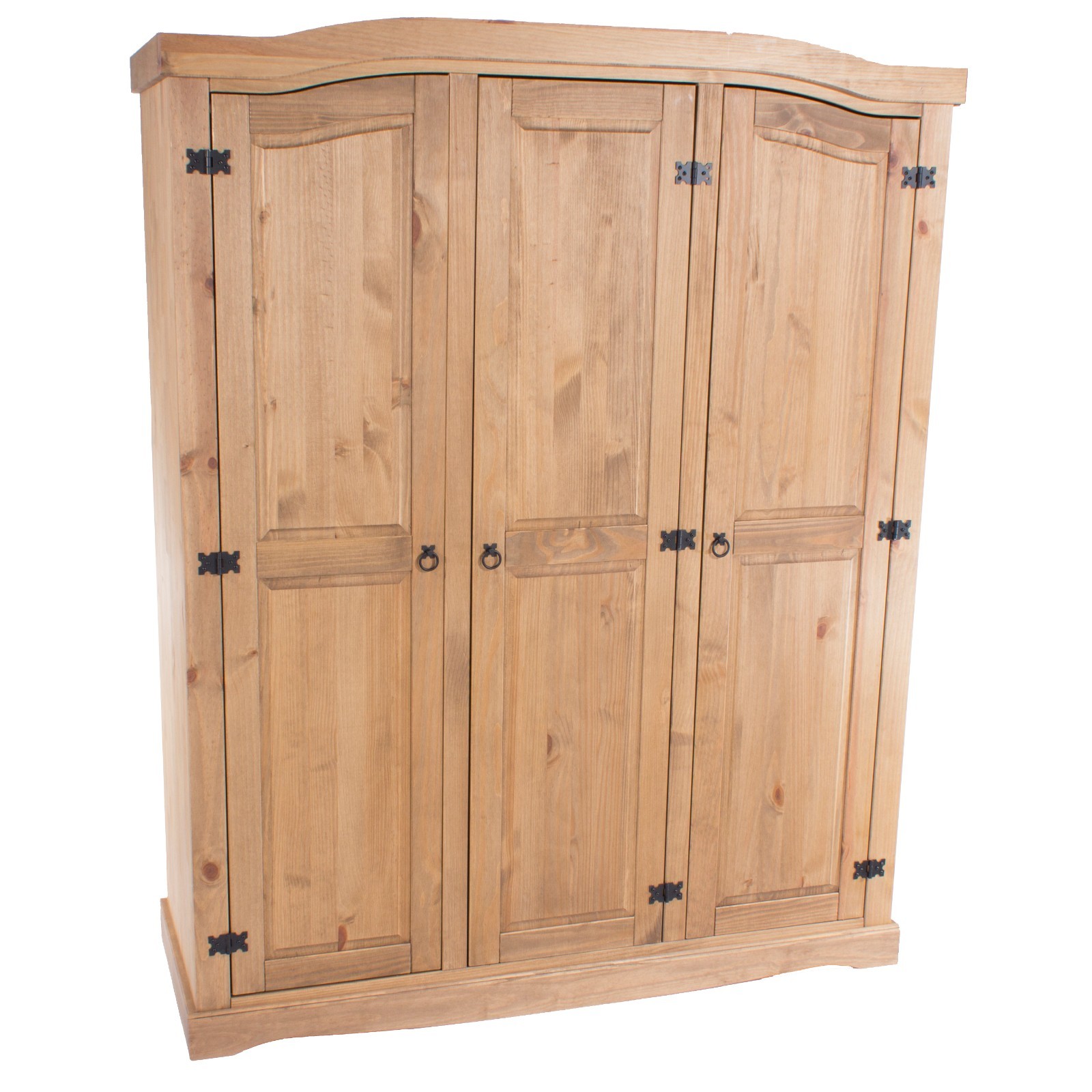 Corona 3 Door Wardrobe With Shelving Large Solid Medium Wood
