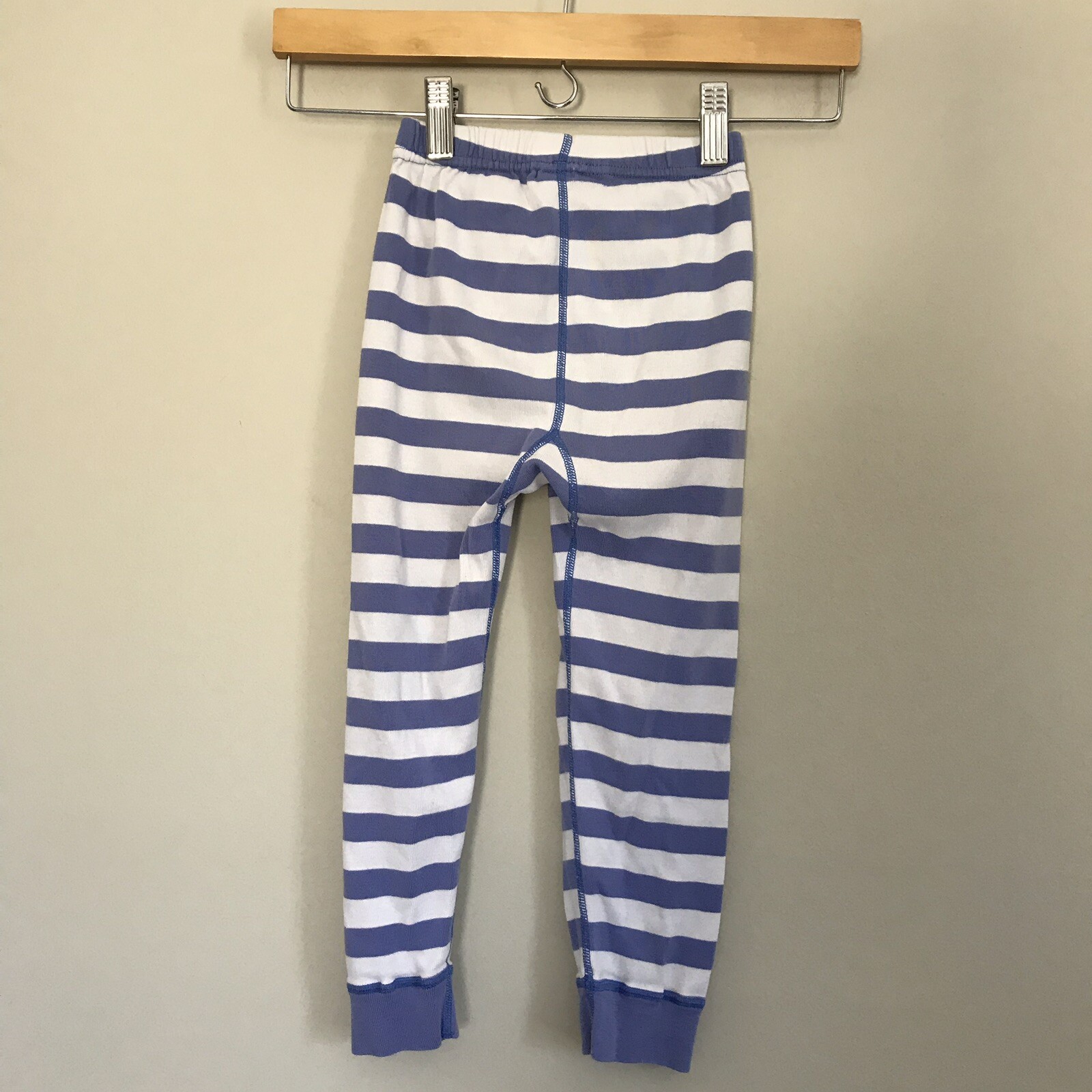 Hanna Andersson Kids 100 Girls Boys Striped Pajama Pants White Blue Long John A5