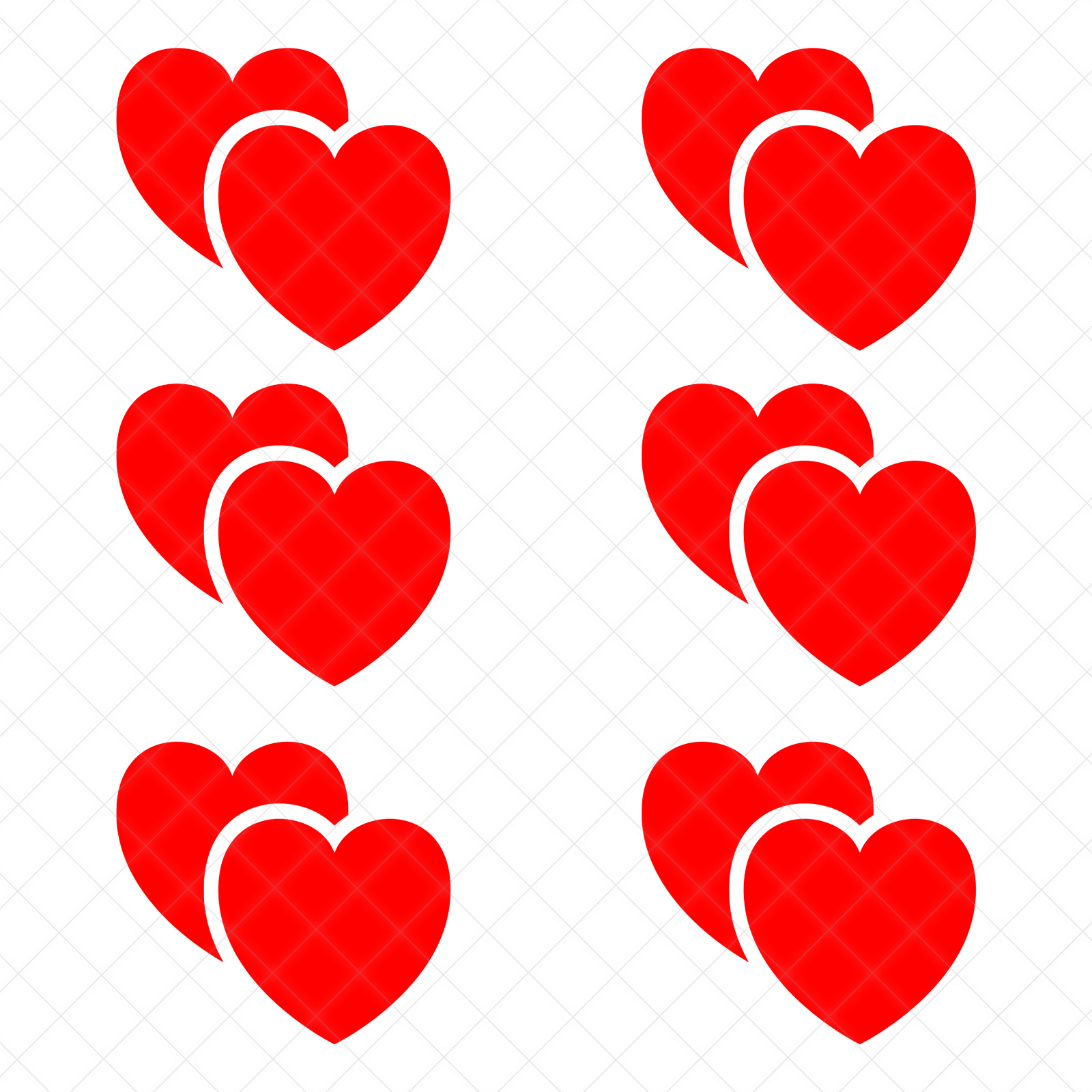 6 Sets Double Heart Vinyl Decals | Love Sticker Set