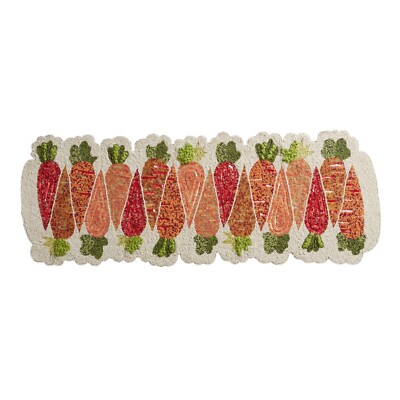 World Market Orange Carrot Beaded Easter Table Runner 36''