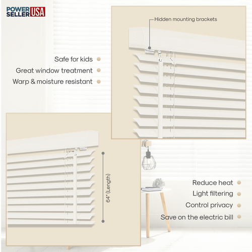 Window Blinds Mini Blind 1" Slat Vinyl Venetian Blinds - Black White Beige Gray