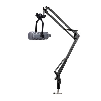 MXL BCD1 Dynamic Broadcast Microphone Gray Bundle with Boom Arm Mic Stand