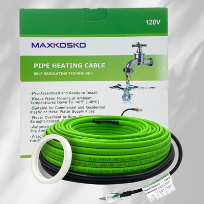 12ft Waterproof Self-Regulating Heating Cable for Water Pipes