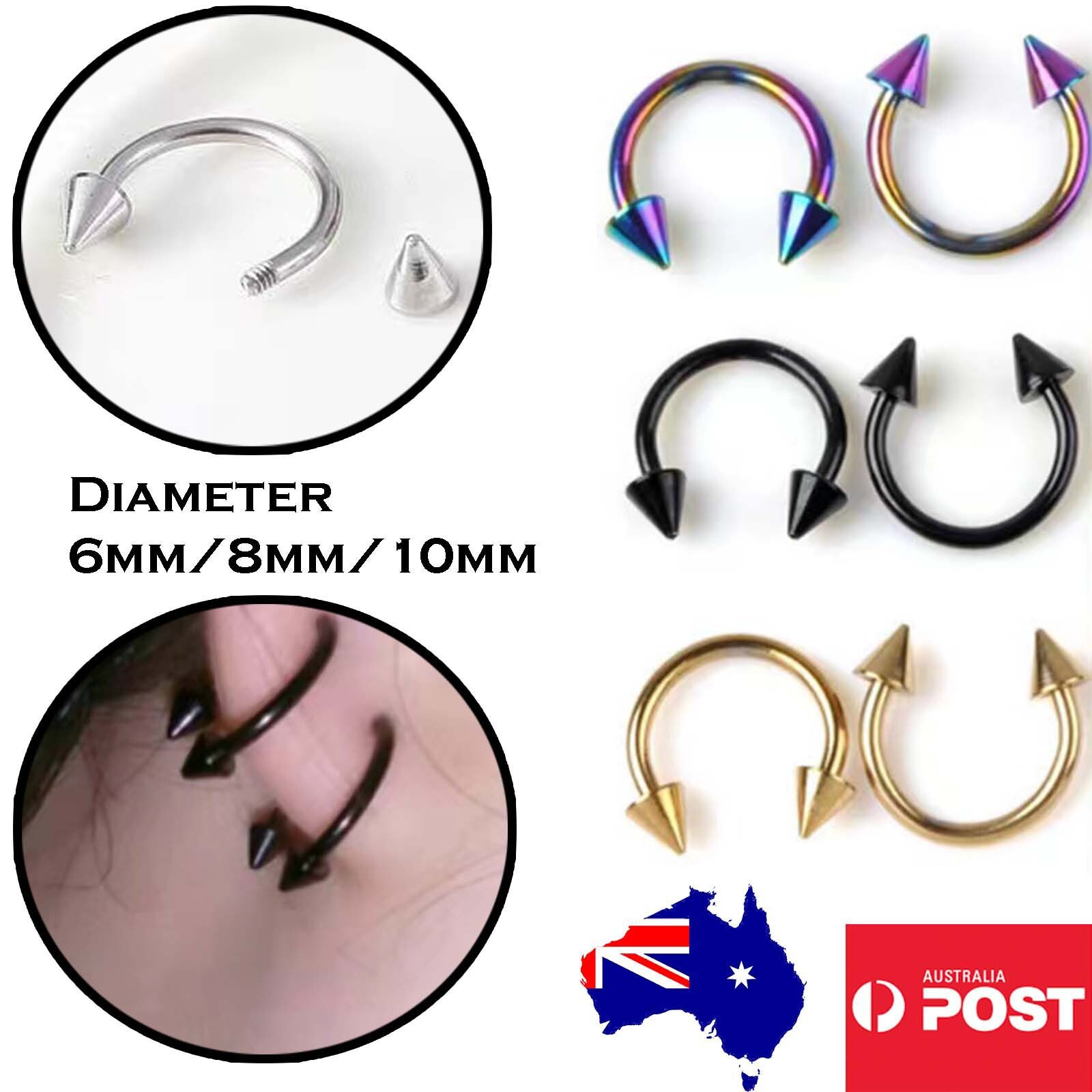 Cone Surgical Steel Horseshoe Circular Barbell Punk Earrings Ring Ear Piercing