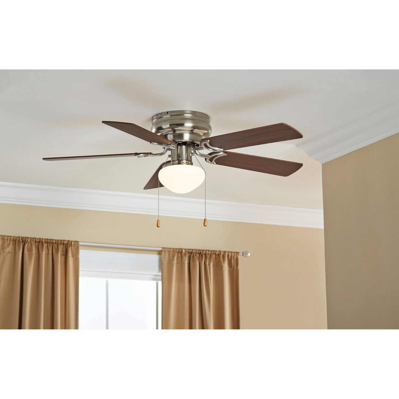 Hampton Bay Hugger 52 Inch Brushed Nickel Ceiling Fan Light