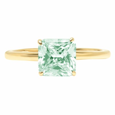 Pre-owned Pucci 2.5ct Asscher Cut Designer Statement Bridal Ring 14k Yellow Gold Blue Moissanite