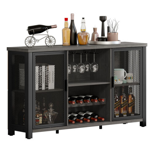 Farmhouse Sideboard Buffet Home Bar Cabinet w/Wine Rack Liqu