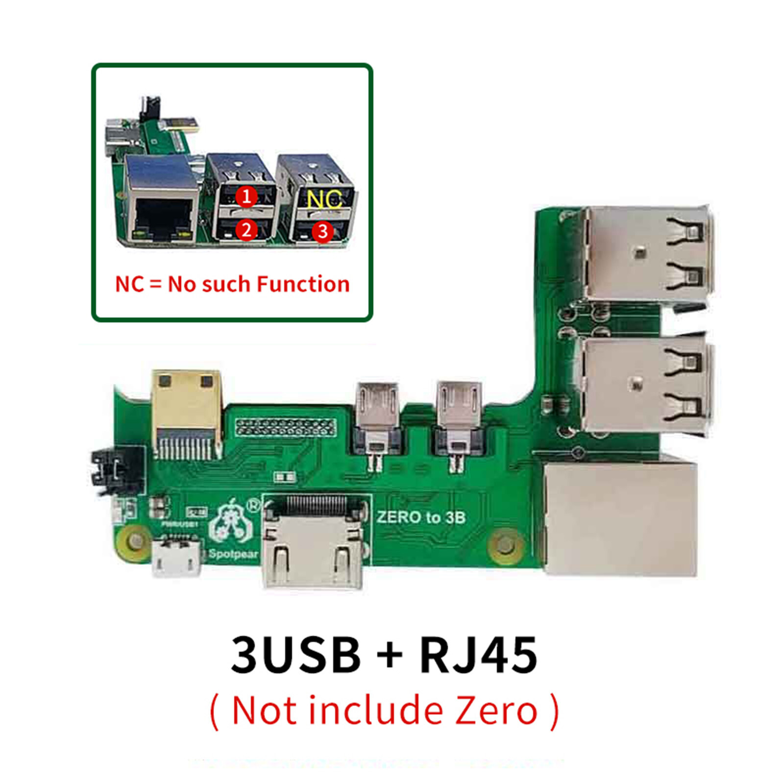 Expansion Board Zero Pi0 USB HUB RJ45 HAT fit for Raspberry Pi Zero 2w to 3B UE