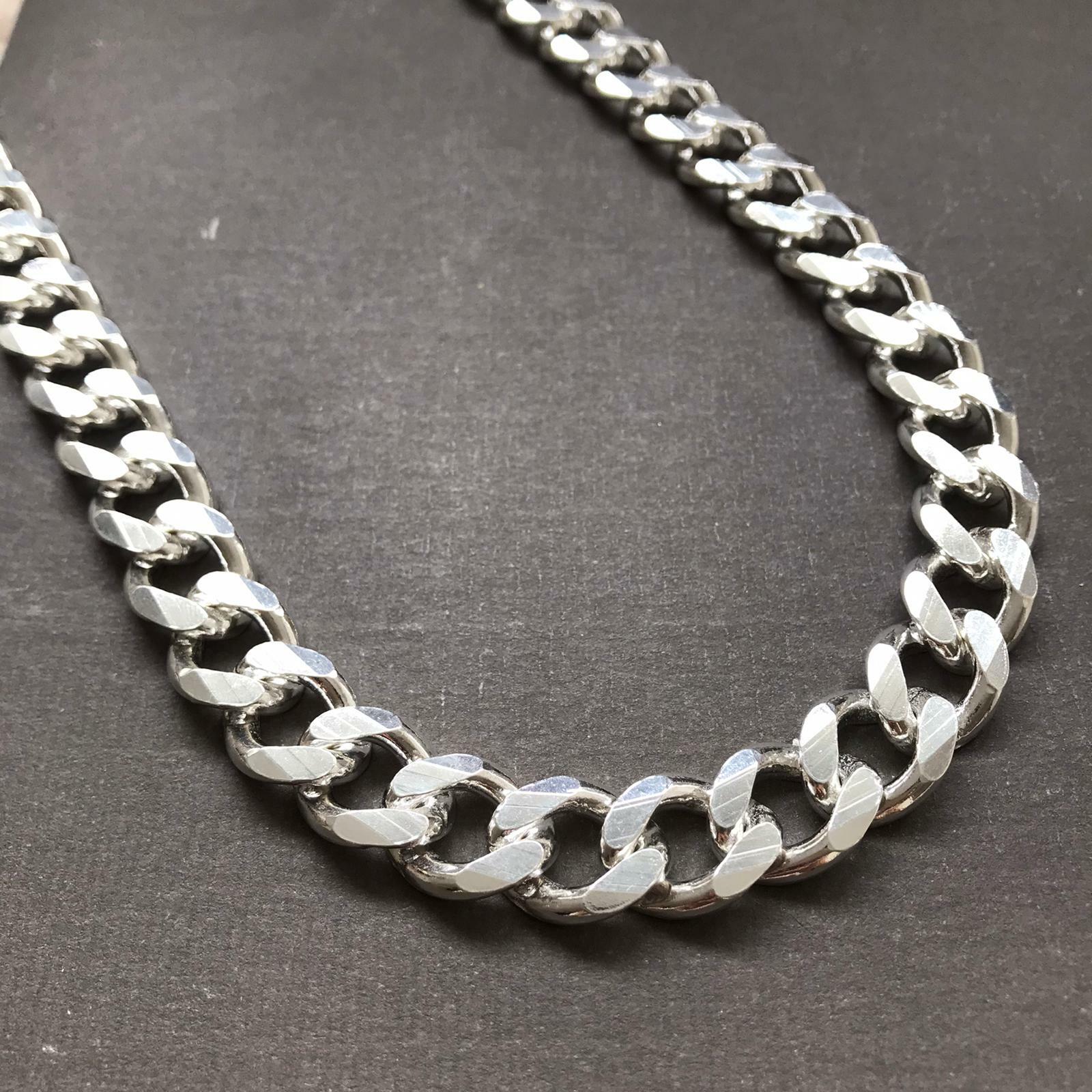 Pre-owned Handmade 925 Sterling Silver Mens Cuban Tight Curb Chain Necklace 13.5mm 162gr 24inch