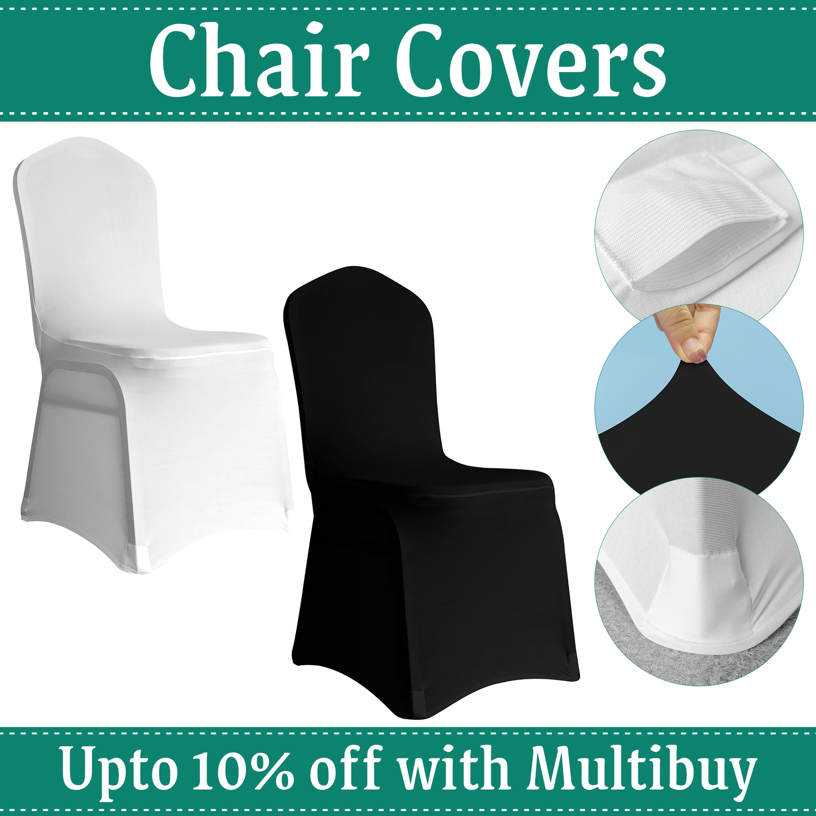 Dining Chair Covers Flat Spandex Stretch Slip SEAT Cover Removable for Wedding