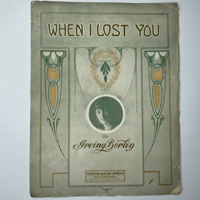 When I Lost You Vtg Sheet Music Irving Berlin Madge Maitland Large Format 1912
