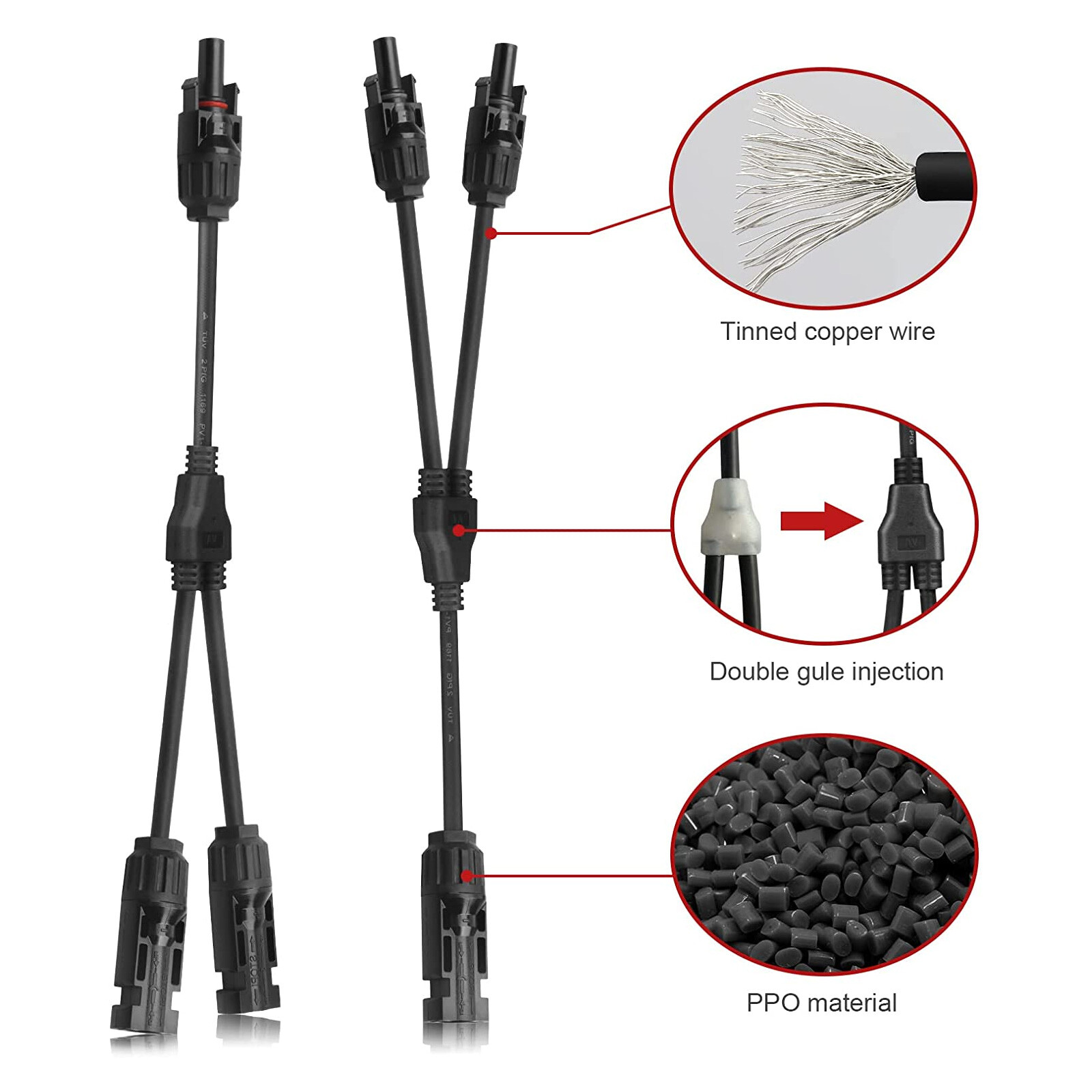 Solar Panel Y Branch Cable Connection Waterproof Adapter Connector Extension US