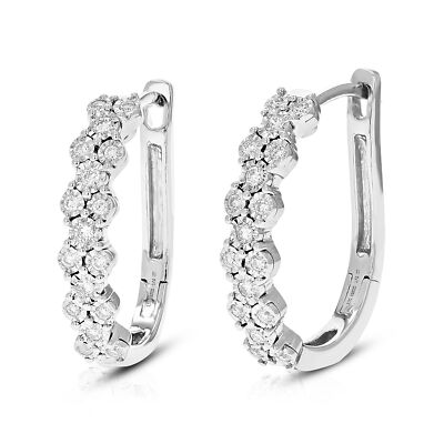 1/4 cttw Lab Created Diamond Hoop Earrings 925 Sterling