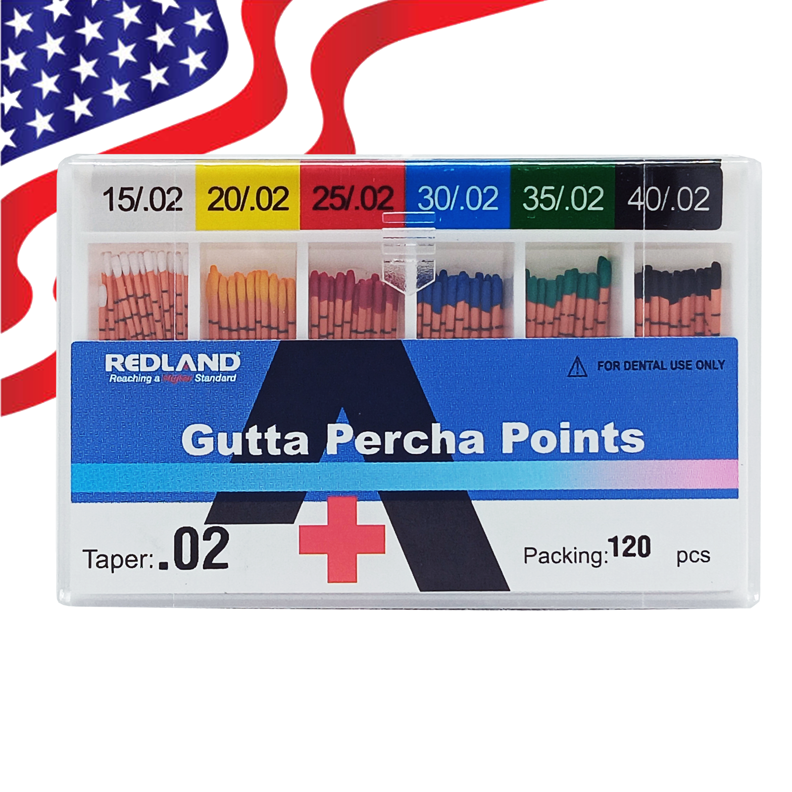 REDLAND MM Marked Endodontic Gutta Percha Point .02/.04/.06 Taper All Size 15-40