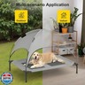GOJOOASIS Outdoor Dog Bed with Canopy, Waterproof Outside Dog Cots Pet Bed with Removable Canopy Tent, Cat Bed Shelter, Lifted Camping Pet Bed for Medium Dogs (Grey)