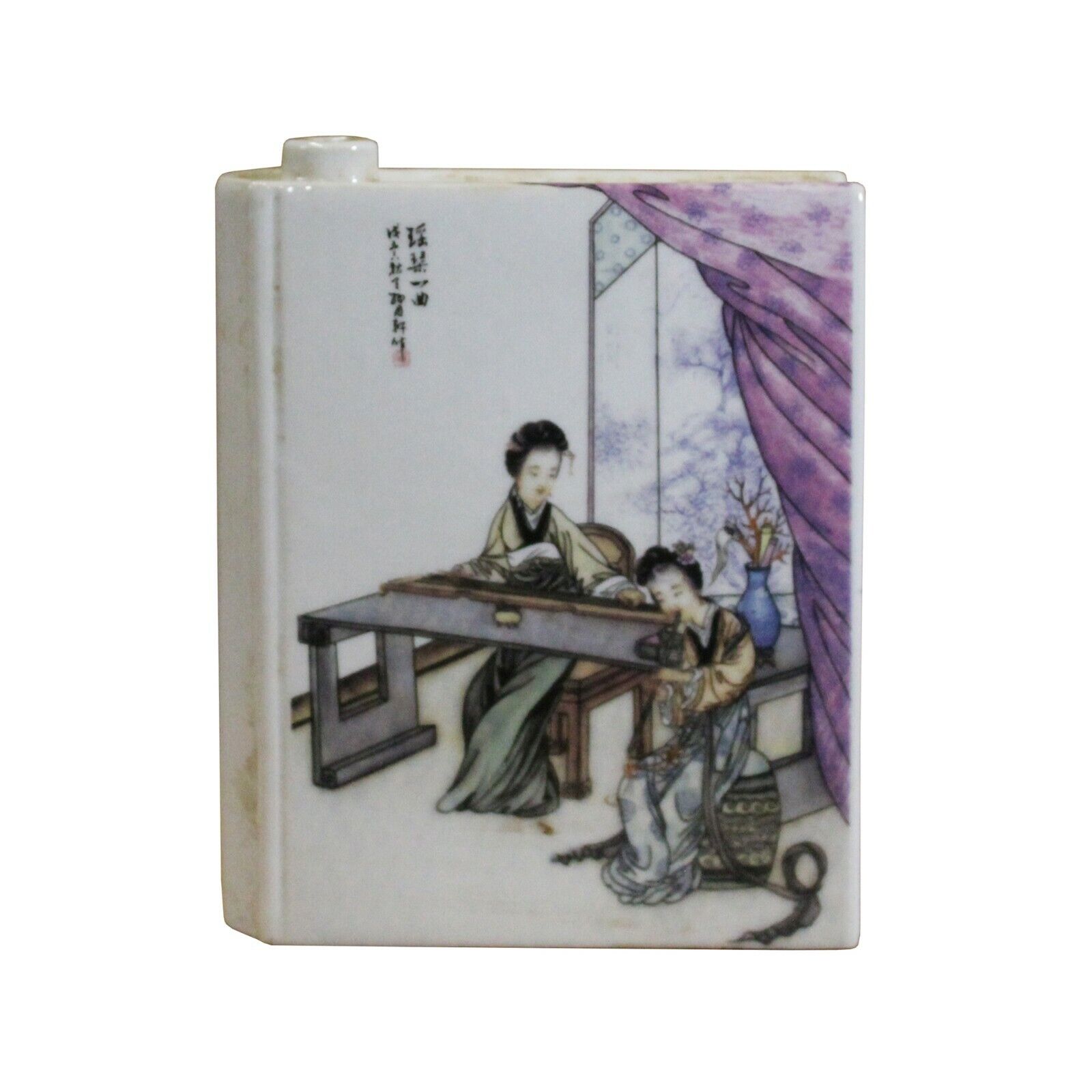 Chinese Oriental Scenery Paint Graphic Ceramic Book Shape Mini Vase ws492S Chinese Oriental Scenery Paint Graphic Ceramic Book Shape Mini Vase ws492S