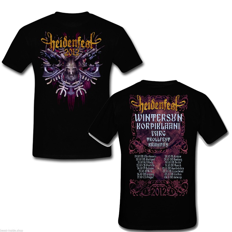 Heidenfest 2012 Tour Shirt + Flagge - Wintersun - Varg - Trollfest - Krampus Neu