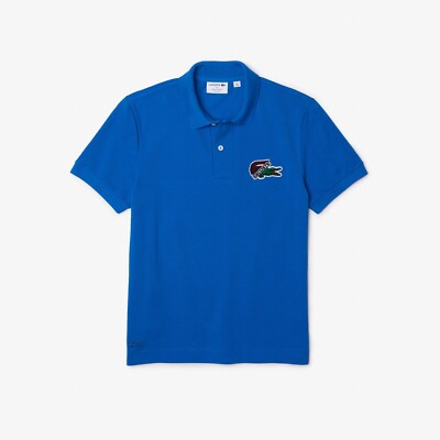 lacoste mens polo shirt medium black crocodile logo cotton short sleeve size 4 266438122785