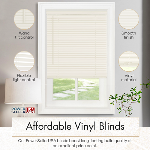 Window Blinds Mini Blind 1" Slat Vinyl Venetian Blinds - Black White Beige Gray