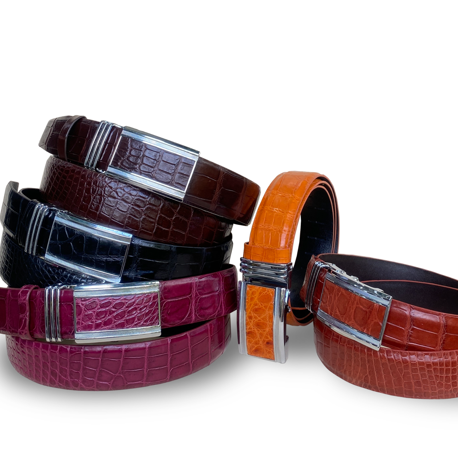 Black Genuine Alligator, Crocodile Leather Skin Men's Belt with Luxury Gift Box