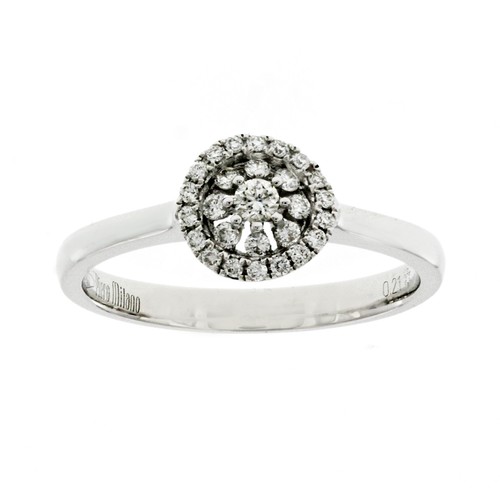 PIERO MILANO 18K White Gold 0.21 CT Diamonds Engagement Ring Size 7