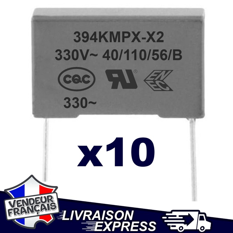 10 X Condensateur Mkp62 X2 0.39ÂµF 0.39uf 394k 394 K 330v 310v 275v (10x1593)