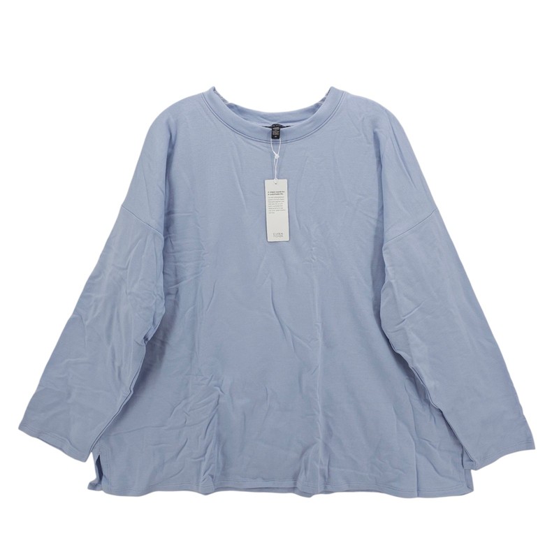 NEW EILEEN FISHER  Crew Neck Boxy Top DELPHINE Purple Blue Tencel Stretch 2X