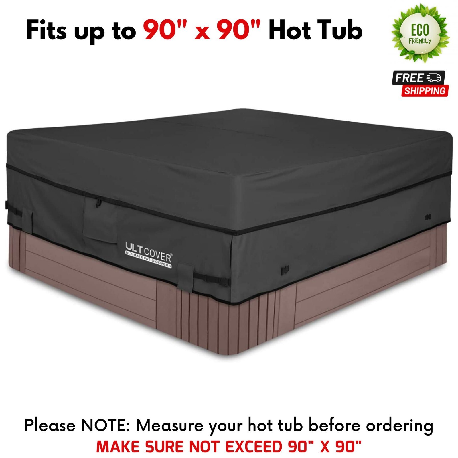 ULTCOVER Waterproof 600D Polyester Square Hot Tub Cover Outdoor SPA Covers 85 X 85 Inch