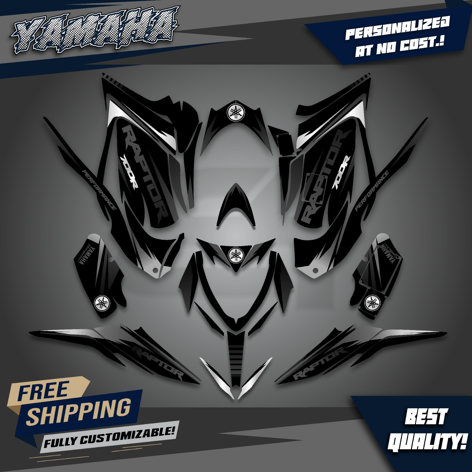 Kit déco Yamaha YFM 700 Raptor - Fuel Jaune - Boutique Kit Déco Moto