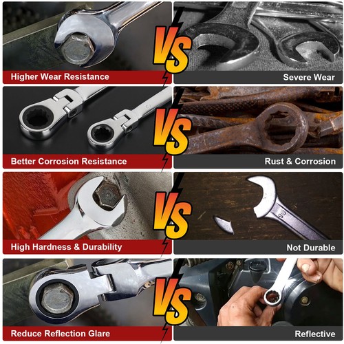 ✅8/12PCS 8-19mm Metric Flexible Head Ratcheting Wrench Combination Spanner Tool 