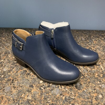 Vionic Joy Millie Leather Navy Ankle Boot 7.5M