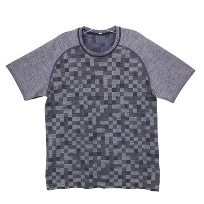 LULULEMON Metal Vent Tech Short Sleeve Tee Boss Purple Black Check Size LARGE