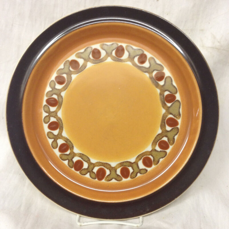 Style House Dinner Plate Sth4 Brown Bands Red Dot Japan Geometric Shapes Forms