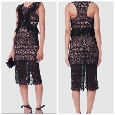 NWT Alexis Narasse Ruffled Lace Racerback Dress in Black size M