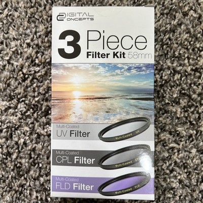 Digital Concepts DC-FK3-58 3 Piece Camera 58mm Filter Kit Black UV CPL FLD Ultra