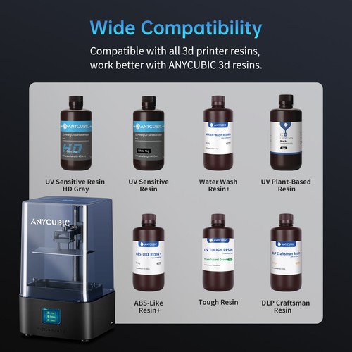 ANYCUBIC Photon Mono 2 Resin LCD 3D Printer 4k+ 6.6'' Screen 6.5x3.5x5.6in Size