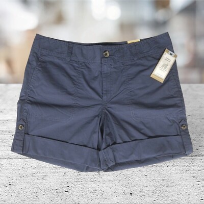 Dockers Women's Blue Mid Rise Curvy Fit Bermuda Shorts Size 12 Waist 34 NWT
