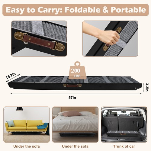 Begonia.K Dog Ramp for Sofa Bed 6 Adjustable Pet Ramp Folds Flat & Side Rail