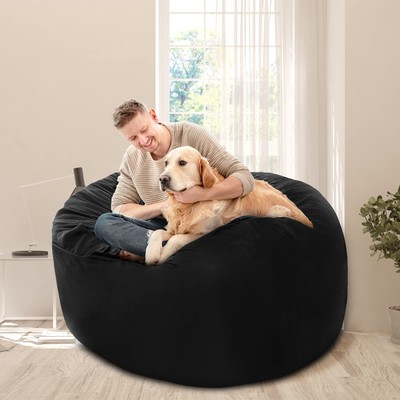 HABUTWAY Bean Bag Chair: Giant 4' Memory Foam Furniture Bean Bag Chairs for A...